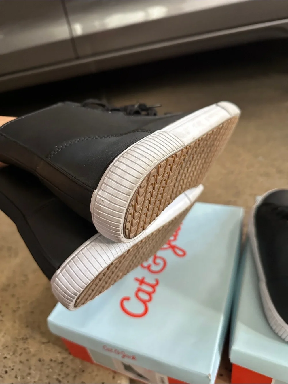 Cat & Jack Black High-Top Lace-Up Sneakers with White Soles ( 2 pairs)